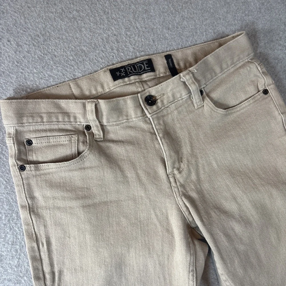 XXX RUDE Skinny Beige Jean Shorts Men's Sz 30 Skateboard Grunge